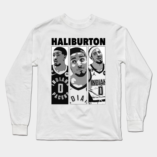 Tyrese Haliburton Basketball 2 Long Sleeve T-Shirt by Playful Creatives